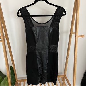 Black dress with leather details- Blaque Label